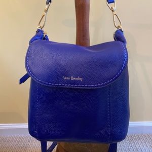 Vera Bradley cobalt blue leather knapsack purse